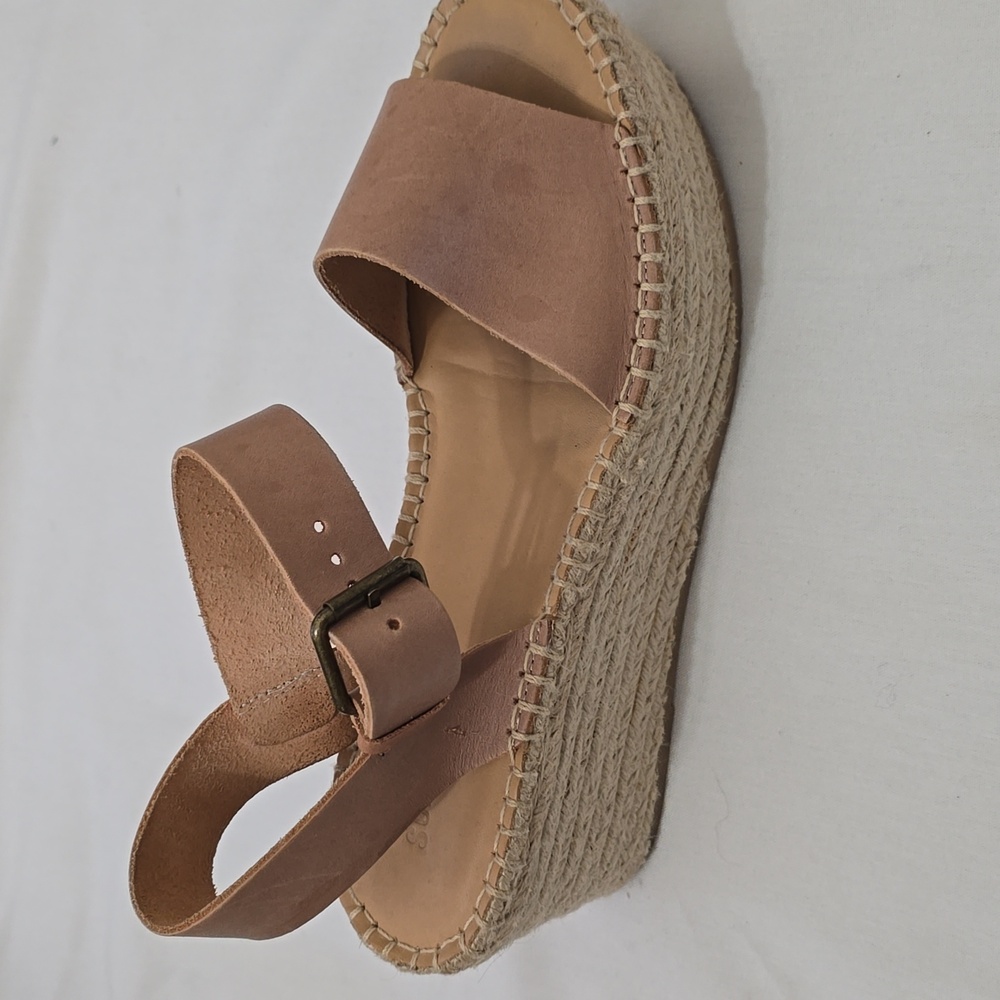 Soludos Minorca Leather Ankle Strap Espadrille Platform Sandals Tan Leather‎ 8.5